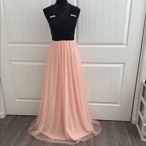 Blondie Nites Elegant Black and Soft Pink Gown